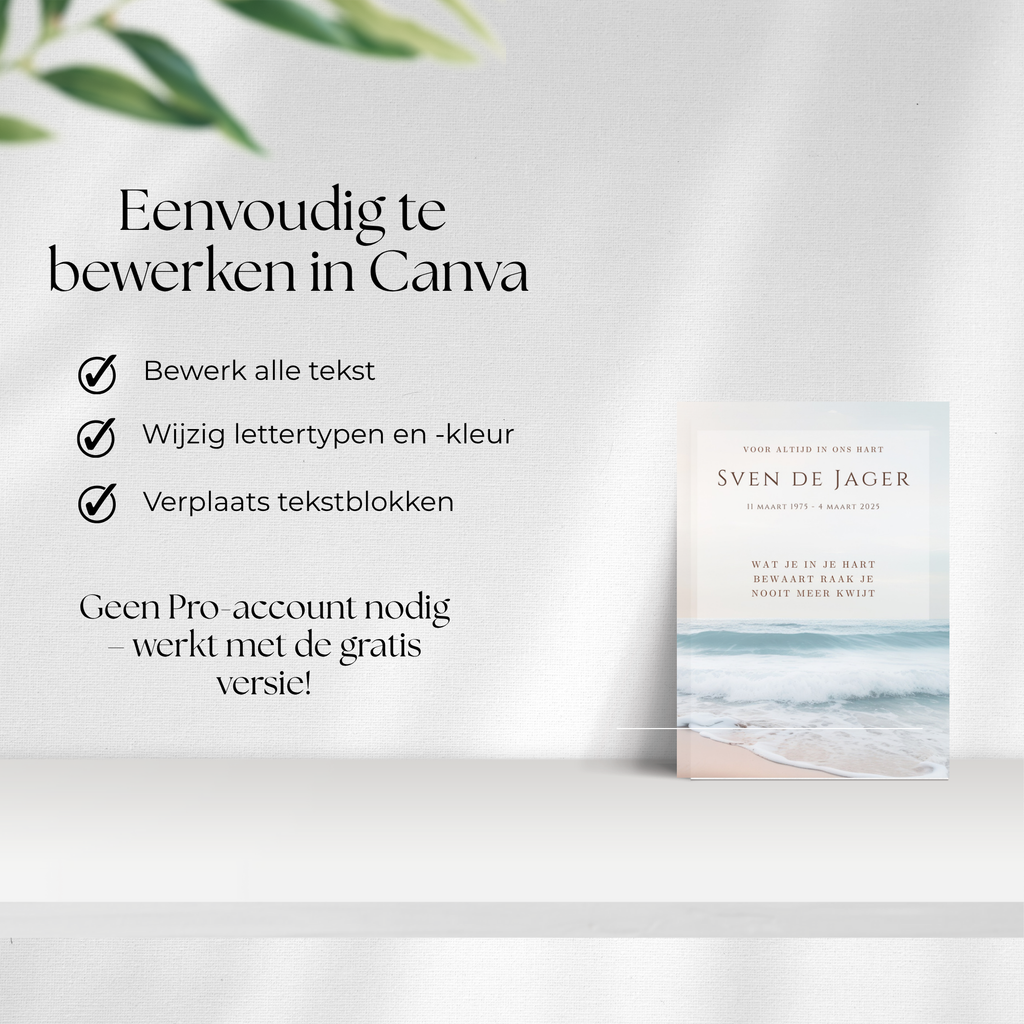 Bedankkaart uitvaart strand en zee