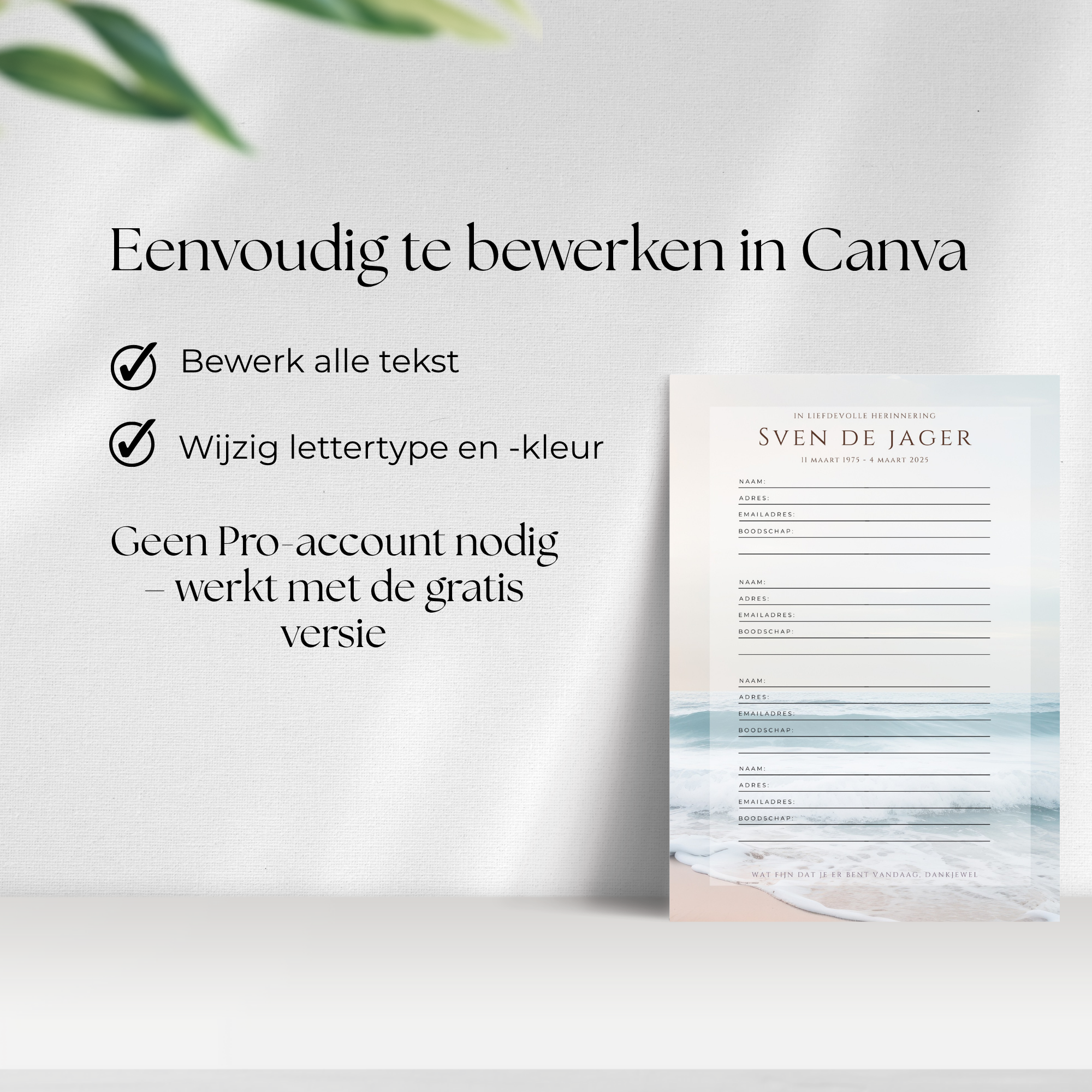Condoleanceregister template in Canva
