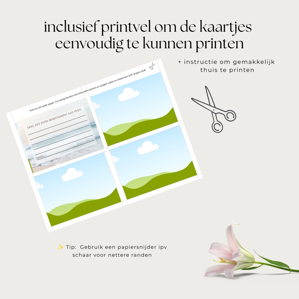 A7 herinneringskaartjes uitvaart met zee en strand