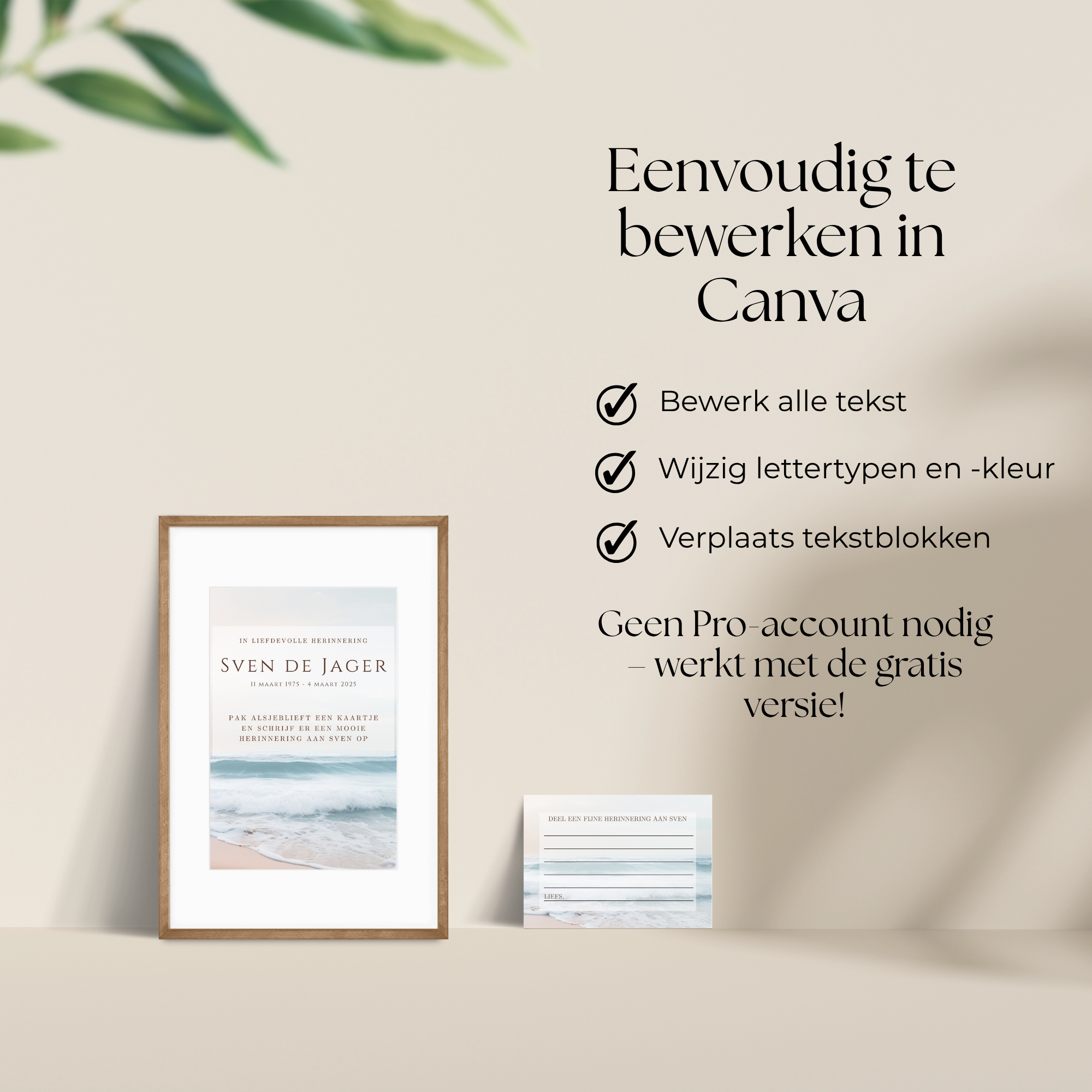 Herinneringskaartjes uitvaart blauw wit crème