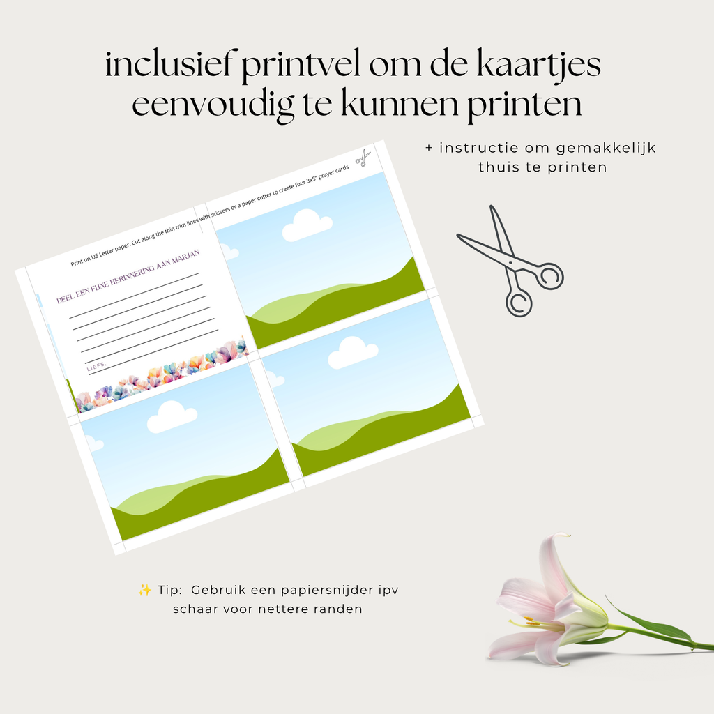 Kaartjes om herinneringen te delen tijdens een uitvaart