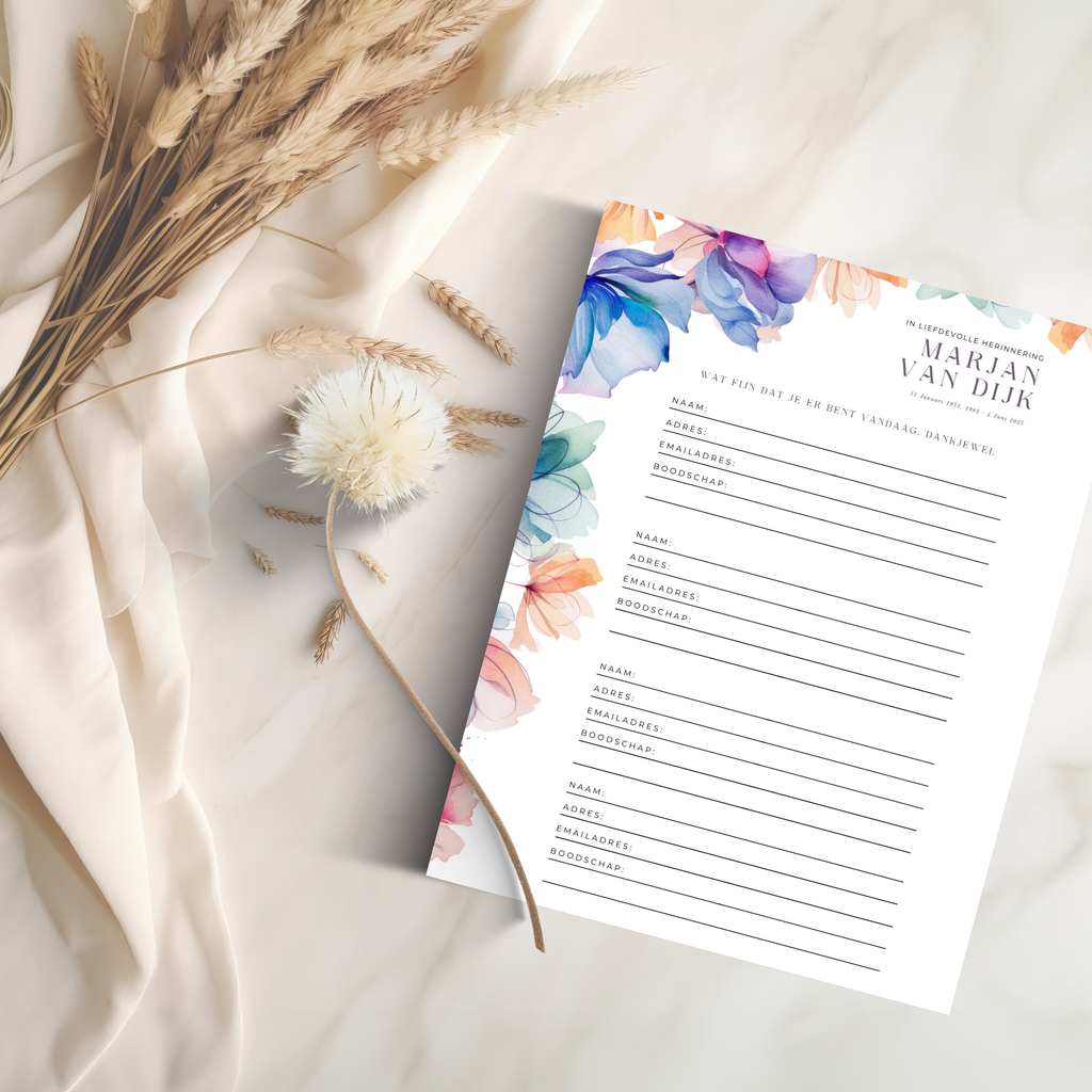 Gastenregister Canva template om te printen