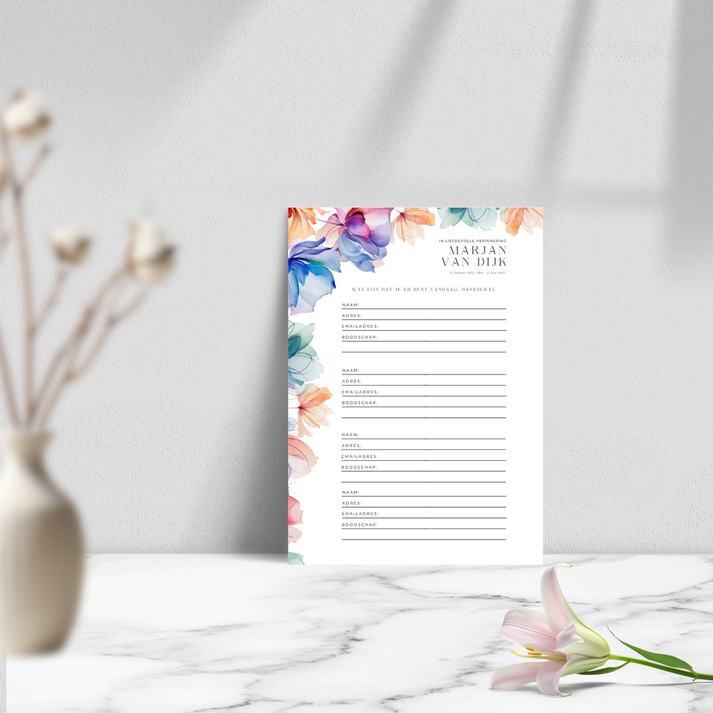 Condoleanceboek uitvaart zelf aanpassen