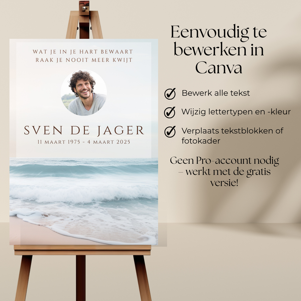 Welkomstbord begrafenis Canva template